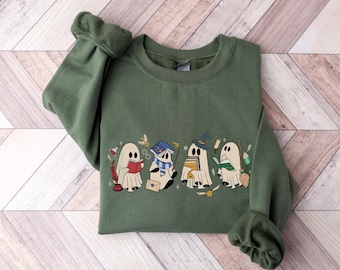 Ghost Reading Books Sweatshirt, Books Lover Halloween Gift, Cute Little Ghost Shirt, Spooky Season, Bookish Ghost, Ghost Coffee Shirt
