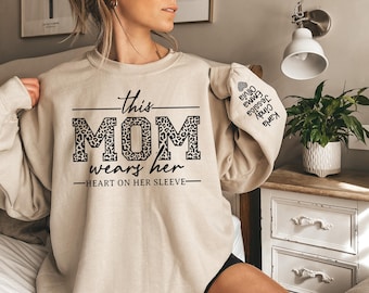 Custom Mom Sweatshirt: Personalized Kids Names on Sleeve, Grandma Gift