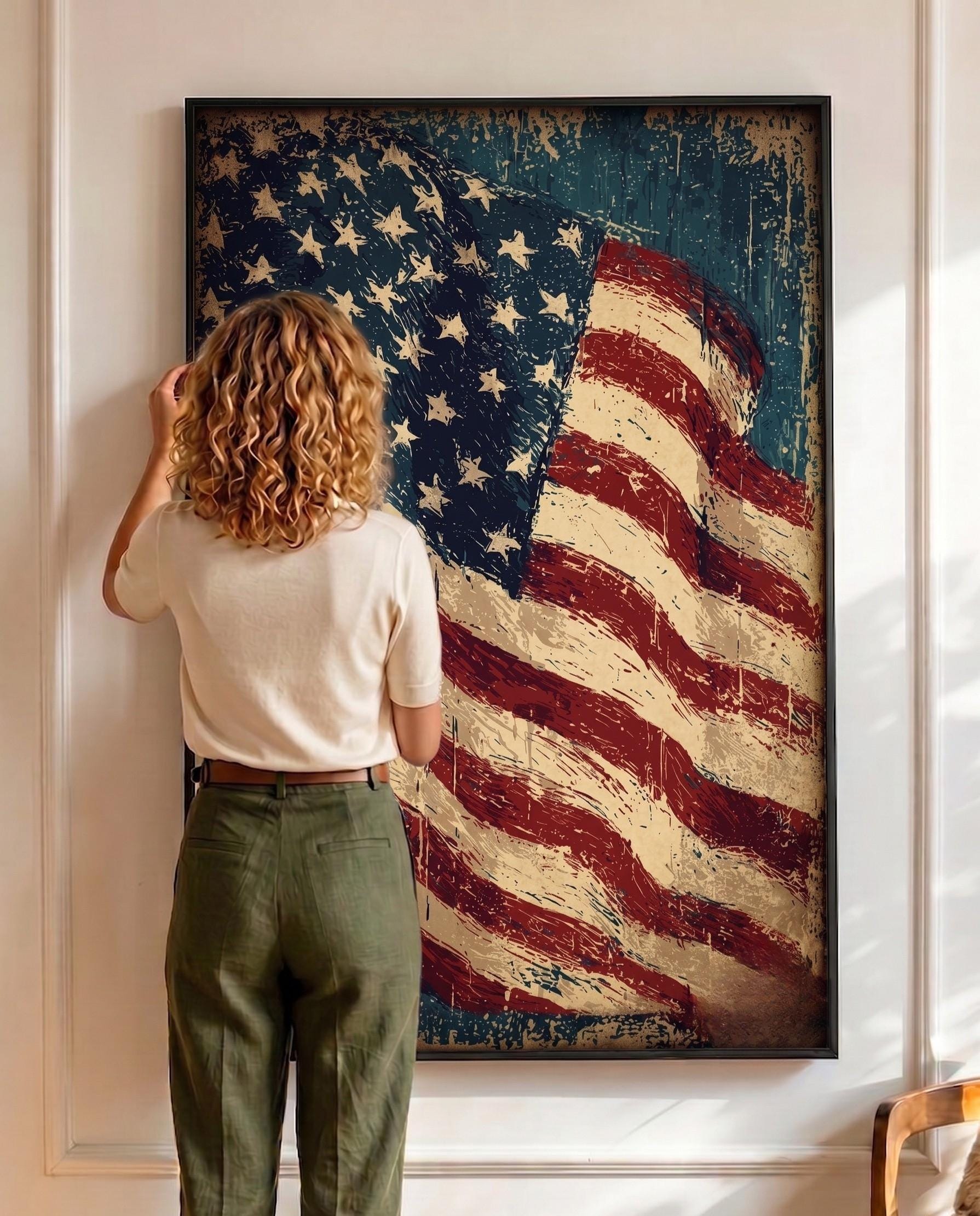 Vintage American Flag on Pole - Etsy