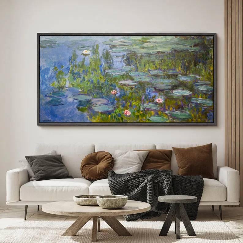 Water Lily Wall Art, Impressionist Landscape Art, Monet Style Canvas ...
