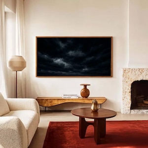 Dark Night Cloud Canvas Wall Art Print, Large Floating Framed Art, Landscape Horizontal, Living Room Decor, Dreamy, Bedroom, Over the Bed