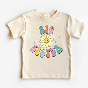 Retro Big Sister Toddler Tee: Smiley Flower Shirt