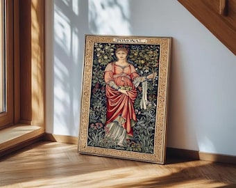 Pomona Goddess Art Print, Vintage Tapestry Style Wall Art, Roman Goddess Pomona Artwork, Mythological Botanical Illustration