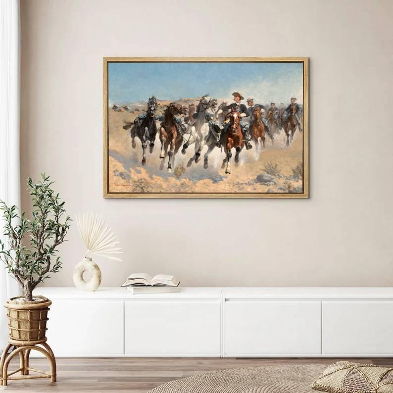 Western Cowboy Horse Riders Canvas Art Print, Vintage Wild West Wall ...