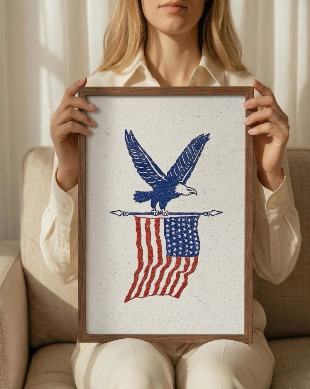 Happy 4th of July Vintage Patriotic Art Poster or Canvas, American Flag ...