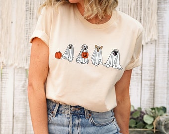 Сute Ghost Dog t-shirt, Ghost dog t-shirt, Dog Lovers Shirt, Halloween, Halloween Dog T-shirt, Spooky Season