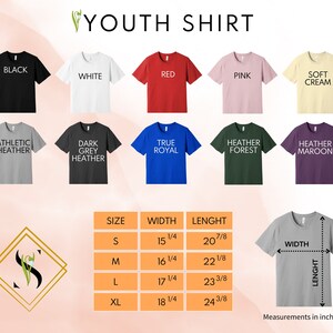 a t - shirt size guide for a youth shirt