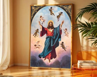 Jesus With Children Faith Wall Art | Christian Wall Art | Jesus Faith Wall Art | Christian Home Decor | Religious Artwork for Living Room