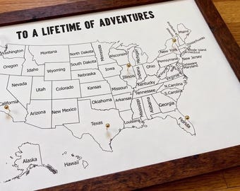 America Canvas Push Pin Personalized Map, 100% Cotton Canvas, Custom Push Pin Map, Anniversary Cotton Gift, Wedding Gift, Birthday Gift