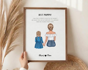 Personalised Mothers Day Gift, Gift For Mummy, Custom Mom and Girl , Mummy Birthday Present, Gift From Son, Mummy Gifts