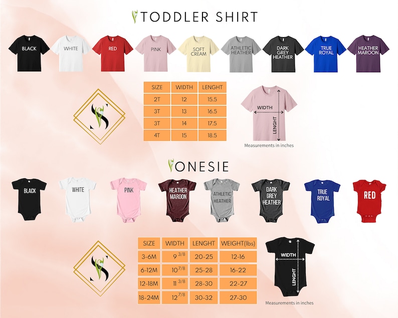 a baby onesie size guide for a toddler shirt