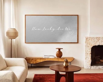 How Lucky Are We Wall Art Print, Minimalist Bedroom Wall Art, Horizontal Living Room Art, Couples Boyfriend Girlfriend Gift, Love Heart Art