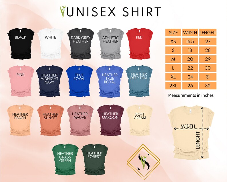 a chart of different types of t - shirts for men and women