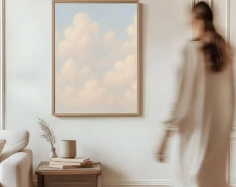 Abstract Cloud Wall Art, Huge Canvas Home Decor, Vintage Cloud Canvas, Abstract Cloud Art, Vintage Cloud Wall Decor, Abstract Cloud Print