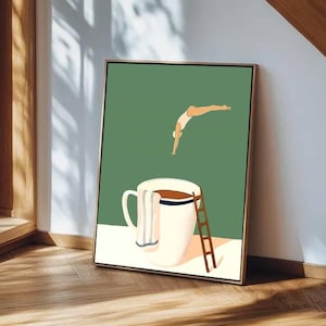 Coffee Diver Canvas Print: Trendy Kitchen Wall Art