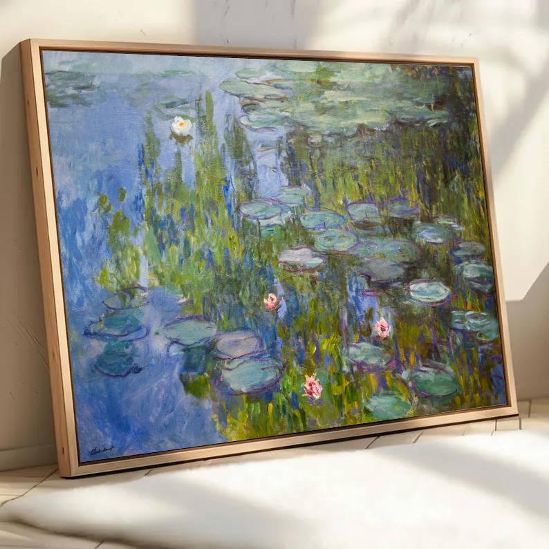 Water Lily Wall Art, Impressionist Landscape Art, Monet Style Canvas ...