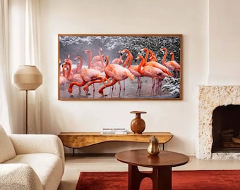 Flamingo Wall Art, Tropical Bird Print, Pink Flamingo Photography, Modern Animal Poster, Nature Wildlife Decor, Living Room Wall Art