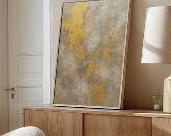 Gold Abstract Wall Art, Modern Textured Canvas, Grey and Gold Canvas Art, Luxury Minimalist Wall Decor, Contemporary Home Artwork