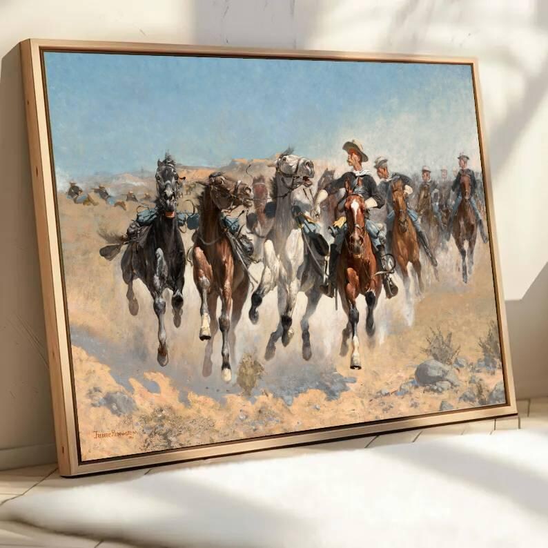 Western Cowboy Horse Riders Canvas Art Print, Vintage Wild West Wall ...