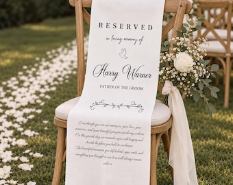 Custom Father of The Bride Memorial Chair Sign, Personalized Wedding Reserved Seat, Ceremony Tribute