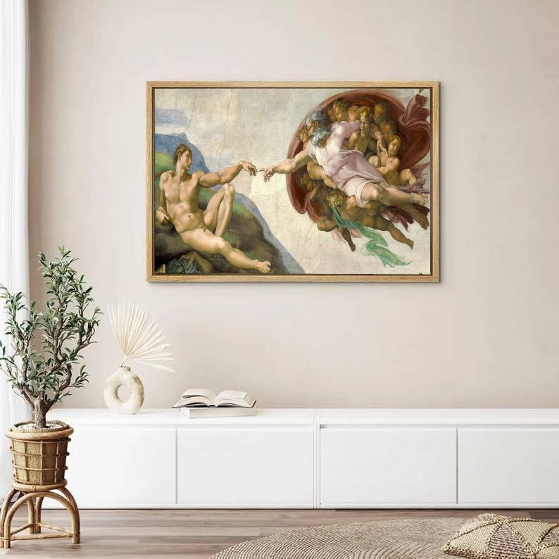 Renaissance Wall Art, Creation of Adam Canvas, Classical Art Decor ...