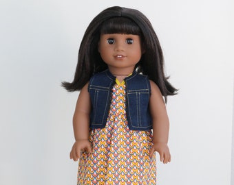 Sundress and denim vest for 18 inch American Girl doll