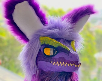 Galaxy Premade Furry Fursuit Dino-Mask Head | Fluffy Floppy Ears