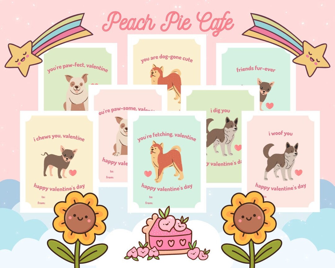 Cute Instant Download Puppy Printable Valentine's Day Cards, Classroom ...