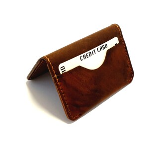 Handmade Leather Cardholder, Personalized Unisex Cardholder, Leather Bifold Cardholder, Birthday Day Gift for Him/Her, Minimal Cardholder