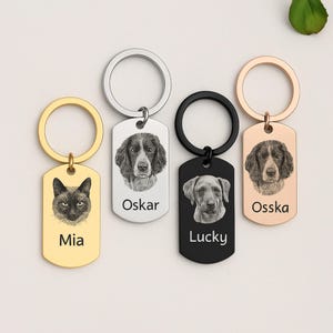 Custom Engraved Pet Portrait Keychain,Personalized Dog or Cat Memorial Gift for Mom,Dog Memorial Tag,Great Gift for Pet Owners,Pet Loss Gift