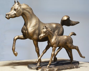 Mare and foal, Horse and foal,Arabian horses, handmade