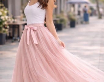 Tüllrock Damen Midi Maxi –Tulle Skirt Women, A-Linie Tutu Rock, Brautjungfern Rock Hochzeit, Boho Party Tüllrock für Hochzeit, Party, Sommer