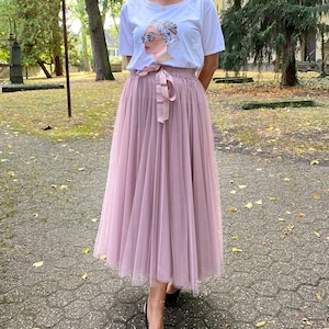 Mesh Maxi Tulle Skirt, Midi Long Skirts, Elastic Waist Bridesmaid Wedding Casual 2-Piece Tulle Tutu Dresses