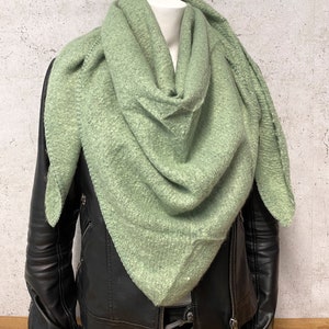 XL damen dreieckstuch flauschig kuschelig warmer Boucle schal, flausch tuch, webschal wolle-mix tuch Basic Mintgrün