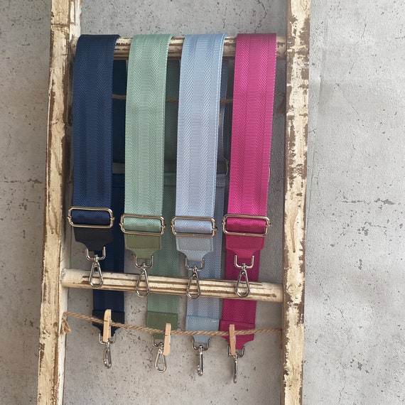 Breiter Taschengurt in Basic Farben mit Silbernem Verschluss – Verstellbarer Schulterriemen, Wechselgurt für Bauchtaschen & Handtaschen