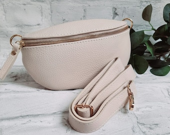 Heuptas met gouden sluiting leren nappa leren schoudertas crossbody tas heuptas met LEDEREN BAND