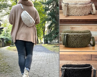 Sac de ventre en fourrure de peluche pour femmes, sac à bandoulière en peluche, sac de ceinture en fourrure, sac à bandoulière, sac de hanche avec fermoir argenté