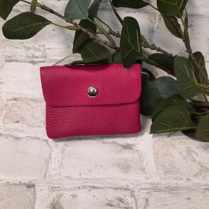 Mini cartera de piel para mujer - cartera básica pequeña de piel de napa - cartera compacta para tarjetas, monedas y billetes