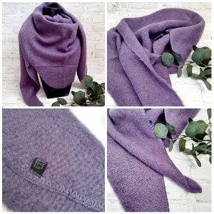 Women's XXL scarf poncho winter triangular scarf with wool bouclé plain colors basic Purple