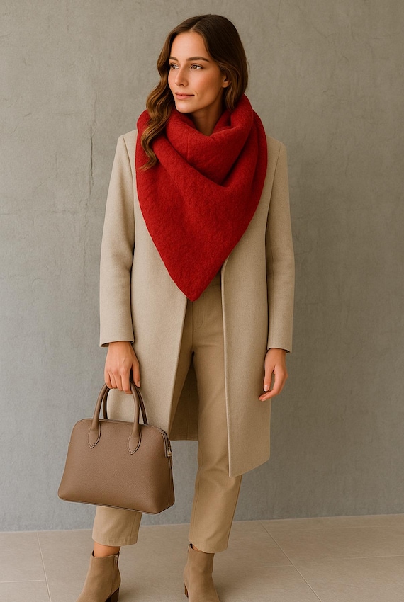 Bufanda Mujer Triangular Invierno XXL Otoño Bufanda Suave Y Acogedora Colores Lisos 200 X 80 Cm - España