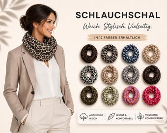 Muslin Loop Scarf for Women with Leopard Print – Lightweight & Soft Tube Scarf – Cotton Neck Scarf for Summer and Spring – Loop Scarf for Women in Many Colors