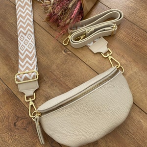 Leather fanny pack set S/Meter/XL in silver/gold with wide strap, shoulder bag, crossbody bag Made in Italy belt bag bag strap image 7