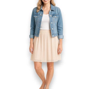 Gonna Donna Lunga Raso Pieghe Plisse Elegante Ginocchio Bianco - Foto 12