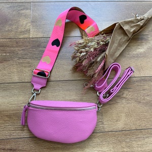 Taschenriemen, breiter Schultergurt mit Silbernen Verschluss, Taschengurt, Wechselgurt für Bauchtaschen & Handtaschen