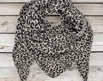 Leo-Print Musselin Tuch für Damen – Weiches Dreieckstuch in 7 Farben, vielseitig für alle Jahreszeiten, stylisches Accessoire & Geschenk.