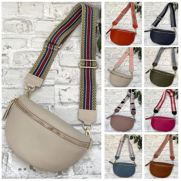 Neu ITALY LEDER Umhängetasche Hüfttasche Bauchtaschen-Set S/M/Xl Schultertasche Tasche Crossbody Gürtel Handtasche Pochette mit TRAGERIEMEN