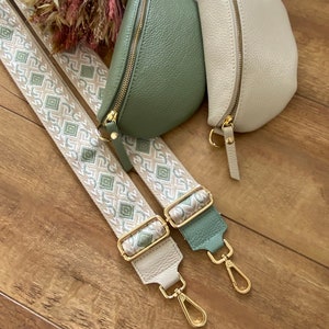 Leren heuptasje S/Meter/XL in zilver/goud met brede riem, schoudertas, crossbody tas Made in Italy heuptas tasriem afbeelding 1