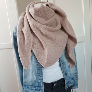 Poncho feminino elegante | Cachecol XXL moderno | Cachecol triangular de bouclé quentinho | Acessório estiloso para outono/inverno | Mistura de lã e viscose