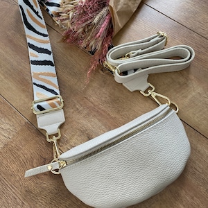 BEIGE bag gold closure leather nappa leather shoulder bag crossbody bag bag with FABRIC LEATHER STRAP as a SET or also carrying strap individually