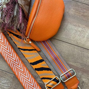 ORANGE bag gold clasp leather nappa leather shoulder bag crossbody bag bag with FABRIC LEATHER STRAP as a SET or just a carrying strap